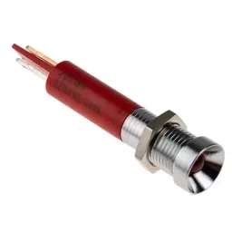 RS PRO Red Panel Mount Indicator 230V AC, Mounting Hole Size 8 mm, Termination Type , Model No 205189-7