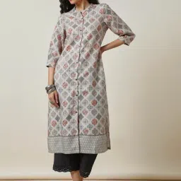 Soch Beige Printed Straight Kurtis-image-64
