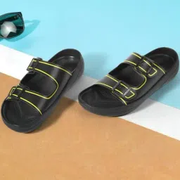 Mochi Men's Black & Yellow Casual Sandals-picture-9
