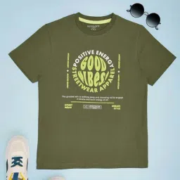 Pantaloons Junior Boys Deep Olive Cotton Printed T-Shirts-image-99