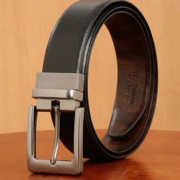 Teakwood Leathers Black & Brown Textured Reversible Leather Formal Belt For Men-image-58