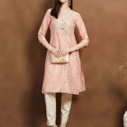 Melange By Lifestyle Peach Regular Fit Embroidered Kurta-picture-7