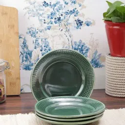 VarEesha Awesome Solids Green Ceramic Quarter Plates - Set of 4-image-11