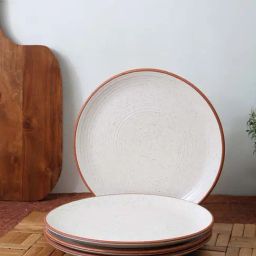 VarEesha Cinnamon White Ceramic Dinner Plates - Set of 4-image-62