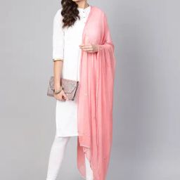 Saadgi Pink Crochet Gotta Patti Dupatta-image-3