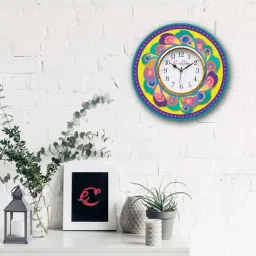 eCraftIndia Ethnic Design Wooden Colorful Round Wall Clock-picture-28