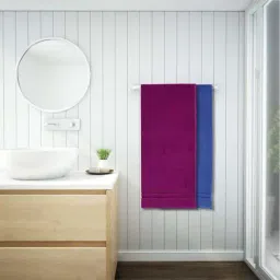 CORE Designed By Spaces Seasons Best Maroon & Blue Cotton 380 GSM Bath Towels - Set of 2-image-1