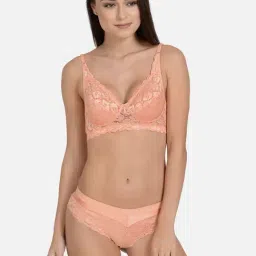 Mod & Shy Peach Lace Bra & Panty Set-image-16
