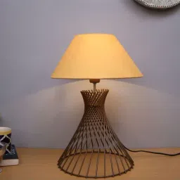 Homesake Yellow & Brown Metal Spiral Base Table Lamp - Set of 1-13