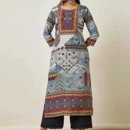 Soch Grey Embroidered Straight Kurtis-image-67