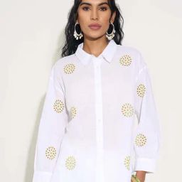 Akkriti By Pantaloons Snow White Regular Fit Embroidered Shirt-picture-40