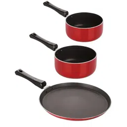 Nirlon Red Aluminium Non-Stick Non-Induction Cookware Essential Set of 3-image-22