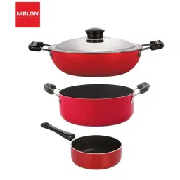 Nirlon Red Aluminium Non-Stick Cookware Essential - Set of 3-46