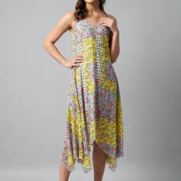 StyleStone Yellow Floral Print High-Low Dress-image-74