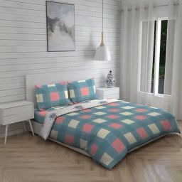Boutique Living Akira Geometric Blue 225 TC Cotton King Bedding Set-image-3