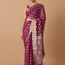 Taneira Pink Woven Saree With Unstitched Blouse-image-81