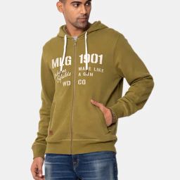 Royal Enfield Olive Full Sleeves Hooded Sweatshirt-image-4