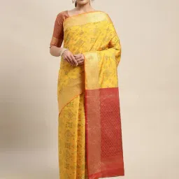 Blissta Mustard Woven Patola Saree With Unstitched Blouse-image-25