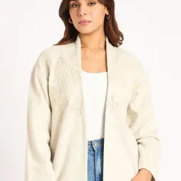FEMMELLA Beige Relaxed Fit Embroidered Shrug-picture-18