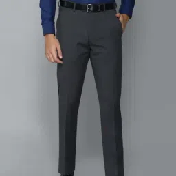 Louis Philippe Gods & Kings Grey Regular Fit Checks Trousers-image-37