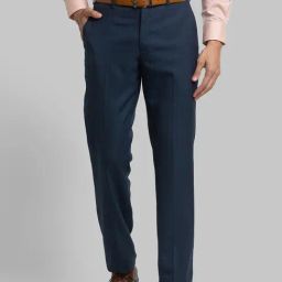 Park Avenue Blue Regular Fit Checks Trousers-image-53