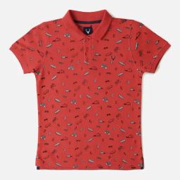 Allen Solly Kids Red Printed Polo T-Shirt-image-31