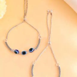 VOJ Traditional Evil Eye Designer Anklet Set of 2-image-47