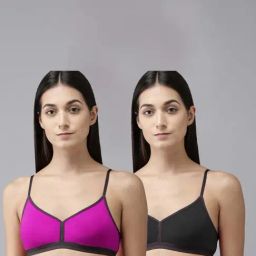 AROUSY Purple & Black Cotton T-Shirt Bra - Pack Of 2-image-11