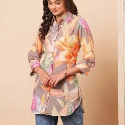 Fashor Multicolored Cotton Printed A Line Short Kurti-image-51