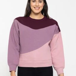 FEMEA Maroon Fleece Color-Block Full Sleeves Sweatshirt-13