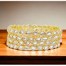 CHRISHAN Set Of 4 Gold-Plated Stone-Studded Bangles-14