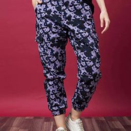 Globus Lavender Printed Mid Rise Cargo Pants-image-42