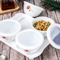 Cello White Opalware Tiffany Dry Fruit Storage Bowl - Set of 9-picture-5