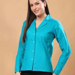 Cation Turquoise Cotton Shirt-image-90