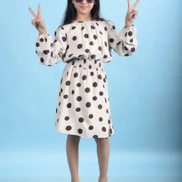 Crimsoune Club Girls Brown Lyocell Printed Knee Dress-image-99