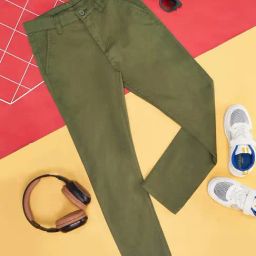 Pantaloons Junior Boys Cedar Green Cotton Regular Fit Trousers-image-103