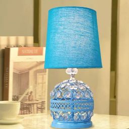Homesake Blue Metal Table Lamp with Shade-9