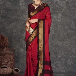 SILKWEAR Ethnic Motifs Zari Silk Cotton Banarasi Saree-picture-25