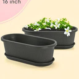 eha Set Of 2 Black Textured PlantersPot-25