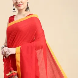 DESH BIDESH Solid Pure Cotton Taant Saree-46