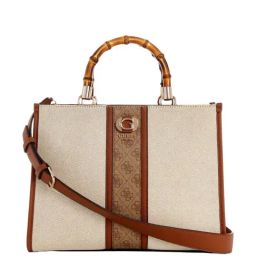 GUESS Brown Textured Satchel-32