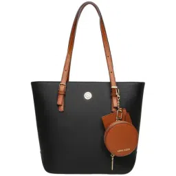 Anne Klein Black Solid Tote Handbag with Card Case-image-43