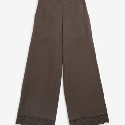 Utsa Kids by Westside Brown Crochet-Detailed High-Rise Cotton Palazzos-image-59