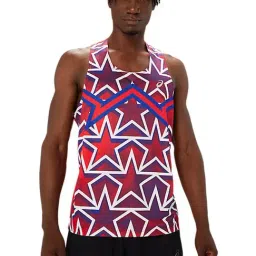 Asics Red & Blue Regular Fit Printed Gym Vest-image-65