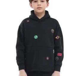 Rare Ones Boys Black Cotton Blend Applique Sweatshirt-image-54