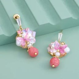 Kushal's Fashion Jewellery Pink Gold Polished Trendy Earrings for Women-picture-12