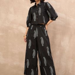 all about you Printed Pure Cotton Shirt Collared Top With Palazzos Co-Ords-21