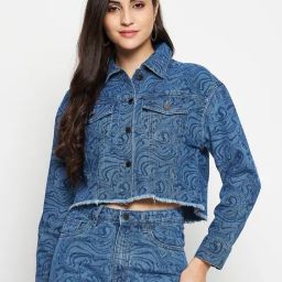 Madame Blue Cotton Printed Jacket-image-81