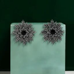 Sohi Intricate Snowflake Black Stud Earrings for Women & Girls-image-81
