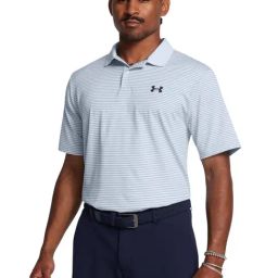 Under Armour Blue Regular Fit Striped Sports Polo-image-100